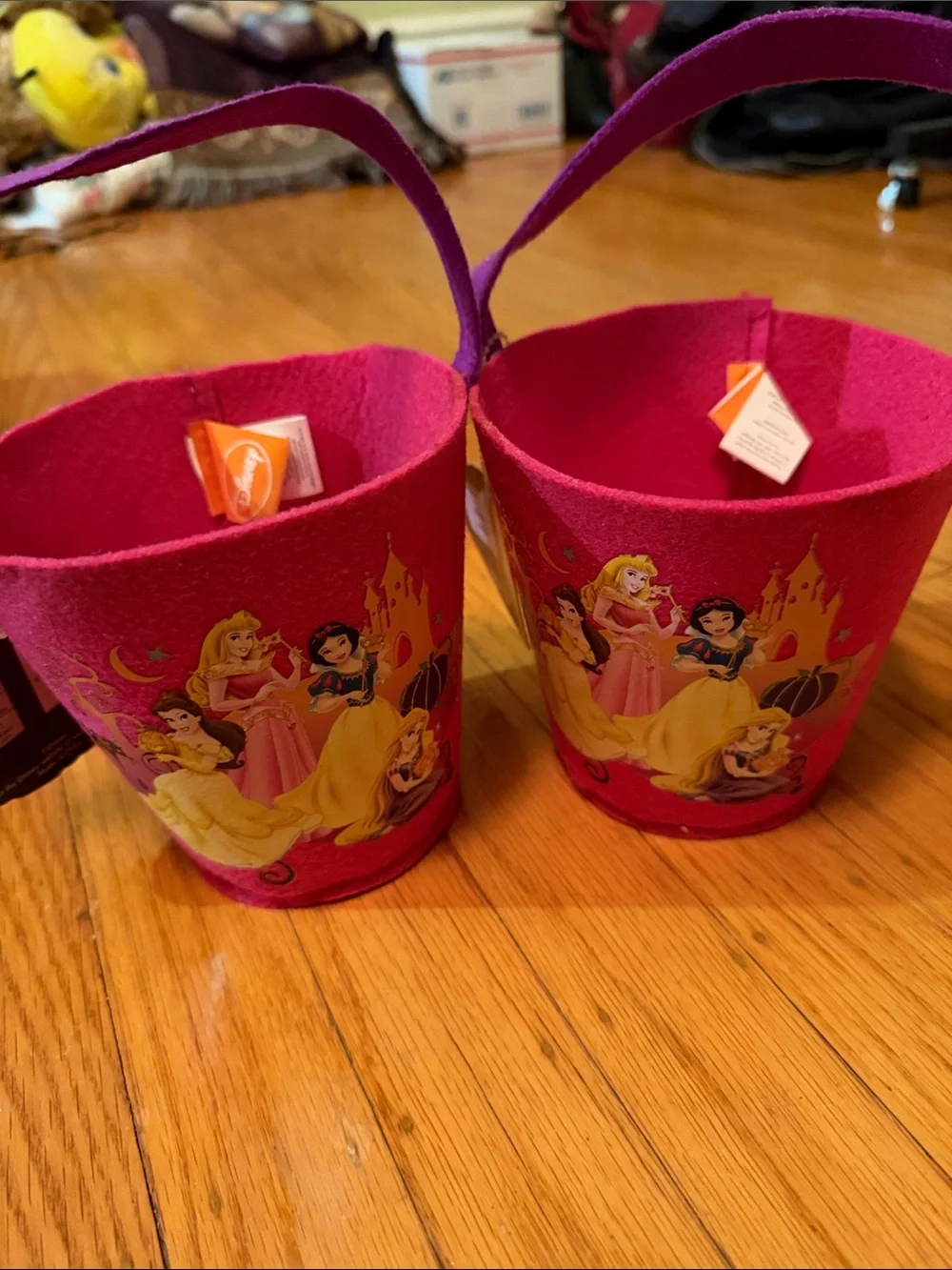 Disney Pink Princess Felt Carry Basket Pair